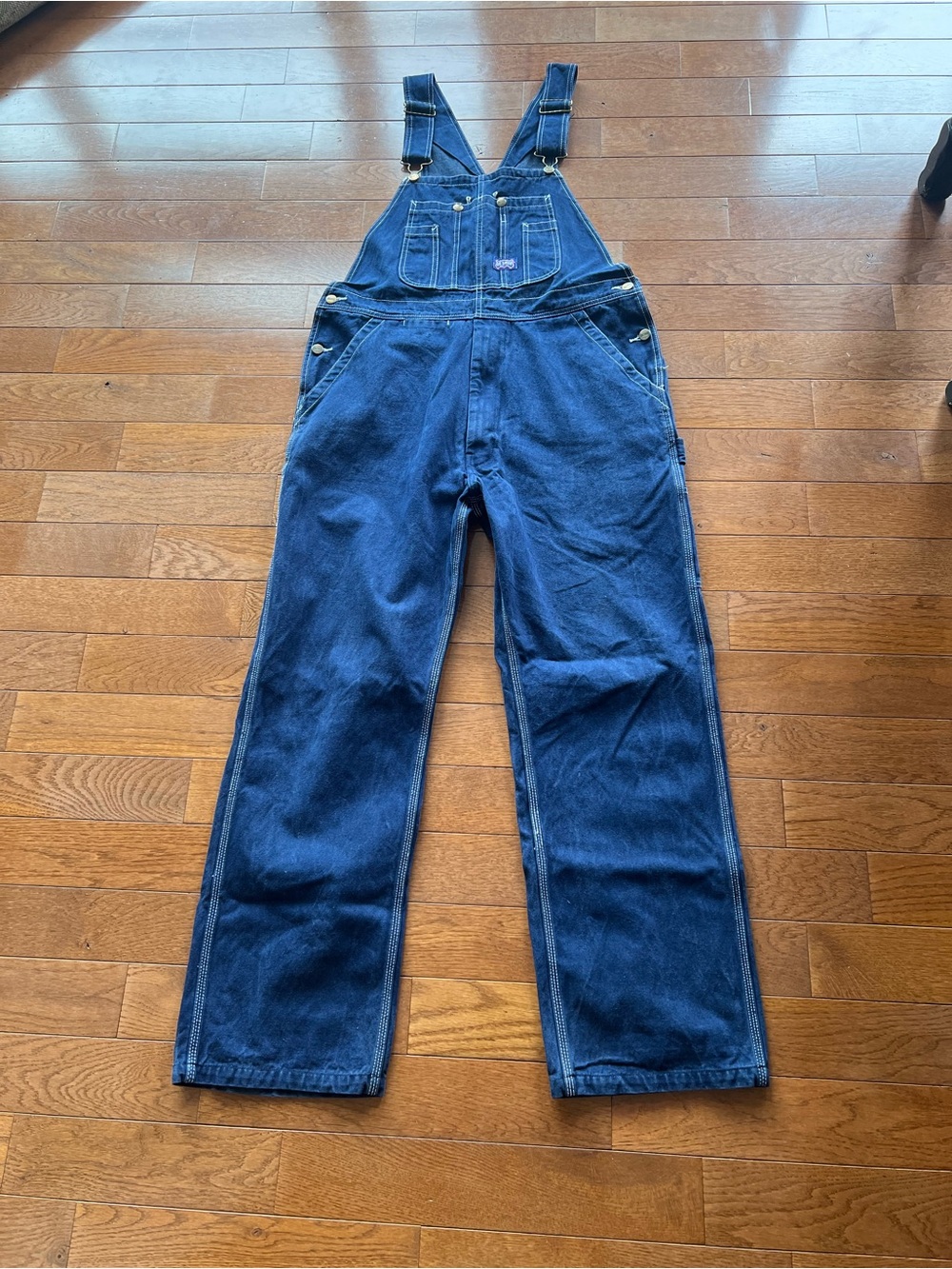 ❤️BIG SMITH BLUE OVERALLS/WHITE STITCHING-UNISEX-POCKETS-36/32❤️